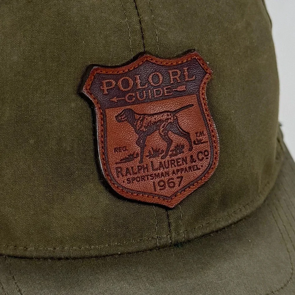 Polo Ralph Lauren Hat Cap Oilcloth Wax Guide Sportsman Leather Patch Strap Back